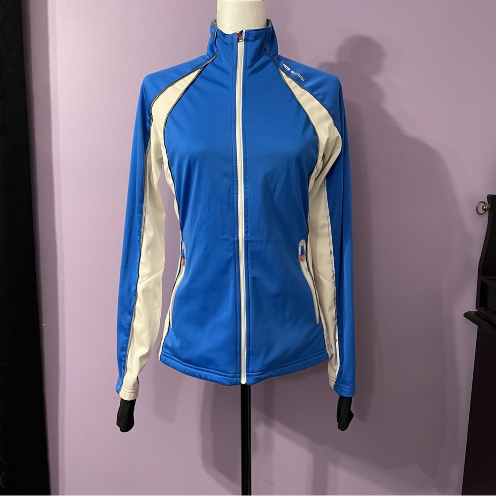 SUGOI Reflective Women's Blue and Cream Bicycling Jacket Size Medium